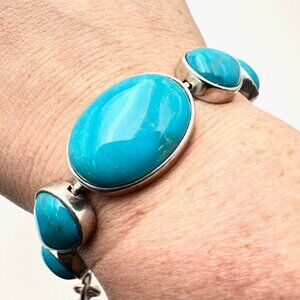 Whitney Kelly Sterling Silver Womens Bracelet Blue Turquoise 40 Gram